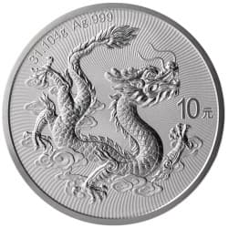 Stříbrná mince 1 Oz China Dragon 2025 Burgundy Good Fortune Card