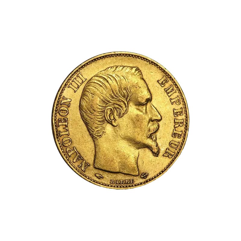 Zlatá mince 20 Frank Francie Napoleon III různé roky (1852-1870)