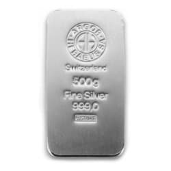 Stříbrný slitek 500 g Argor Heraeus ražený