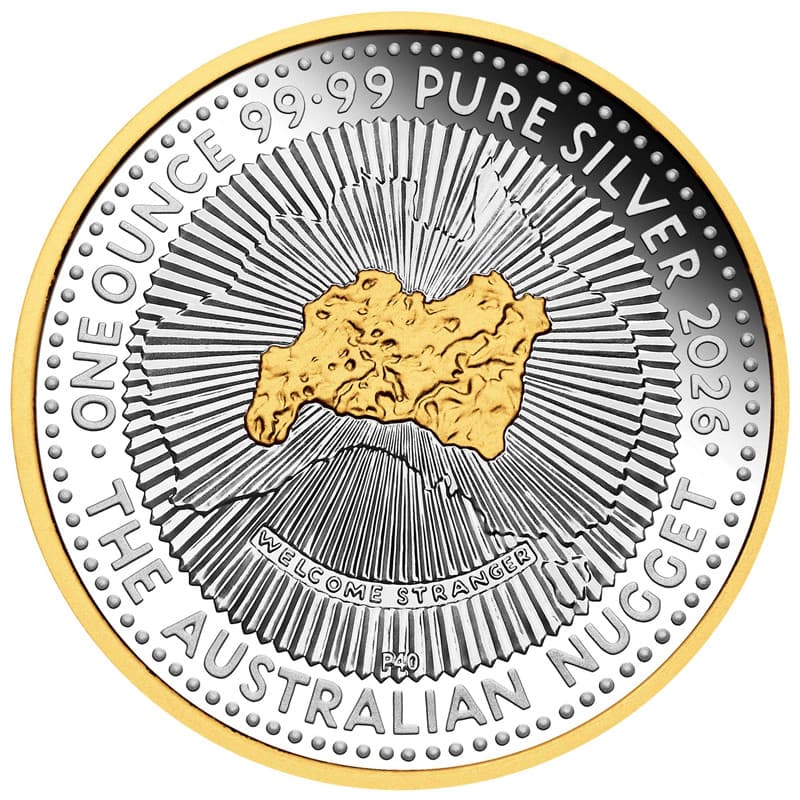 Stříbrná mince 1 Oz 40th Anniversary of the Australian Nugget 2026 Proof + Zlaceno