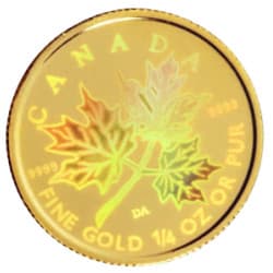 Zlatá mince 1/4 Oz Maple Leaf 2001 Holografická
