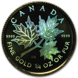 Zlatá mince 1/4 Oz Maple Leaf 2001 Holografická