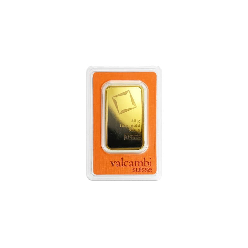 Zlatý slitek 50 g Valcambi