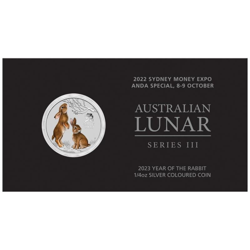 Stříbrná mince 1/4 Oz Lunar Series III Year of the Rabbit 2023 Kolorováno