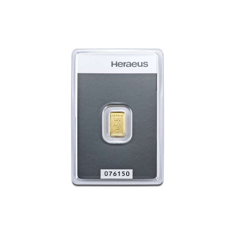 Zlatý slitek 1 g Heraeus