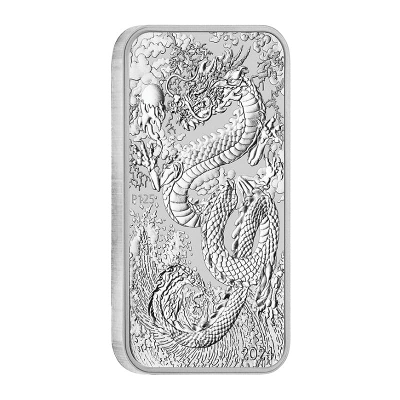 Stříbrná mince ve tvaru slitku 1 Oz Rectangular Dragon 2024