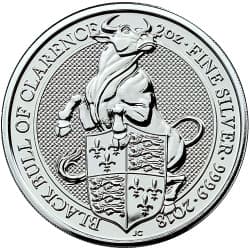 Stříbrná mince 2 Oz The Queens Beasts Black Bull of Clarence 2018