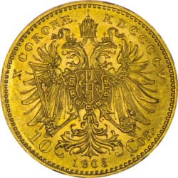 Zlatá mince 10 Korun Františka Josefa I. různé roky (1892-1911)