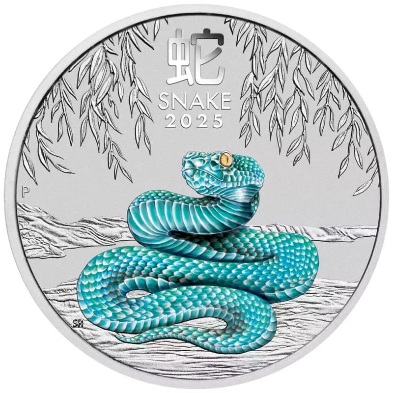 Stříbrná mince 1 Oz Lunar Series III Year of the Snake 2025 Kolorovaná