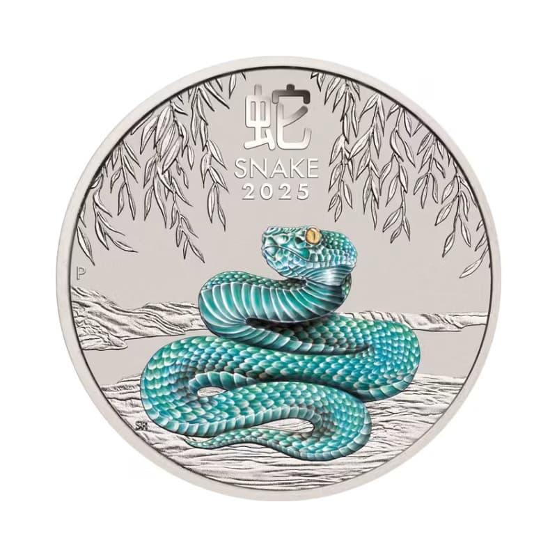 Stříbrná mince 2 Oz Lunar Series III Year of the Snake 2025 Kolorovaná