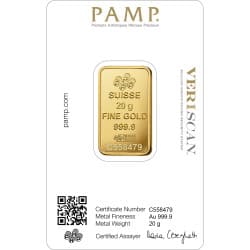 Zlatý slitek 20 g PAMP