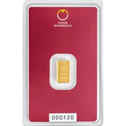 Zlatý slitek 1 g Münze Österreich