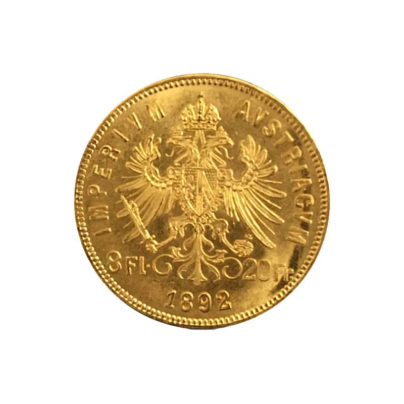Zlatá mince 20 Frank 8 Zlatník Franz Josef I. různé roky (1870-1892)