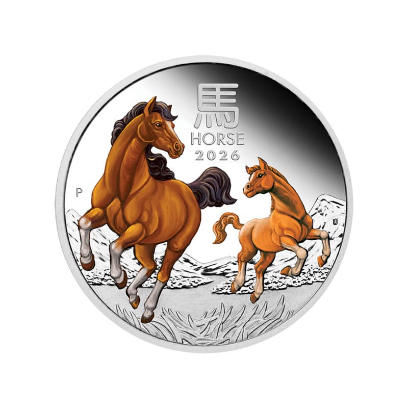 Stříbrná mince 1 Oz Lunar Series III Year of the Horse 2026 Kolorováno Proof