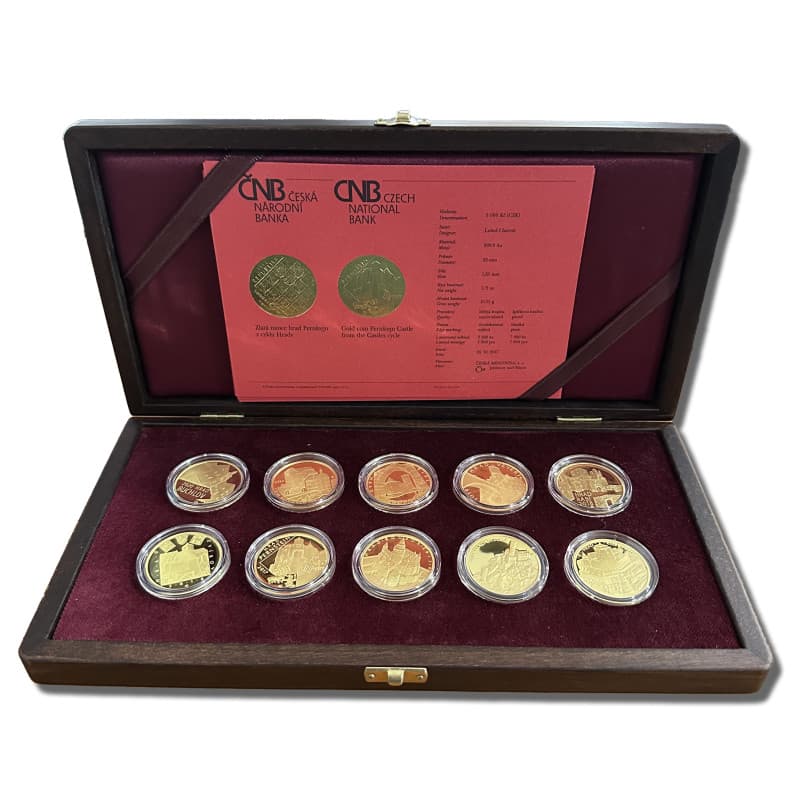 Sada zlatých mincí 10 x 1/2 Oz Hrady ČNB Proof