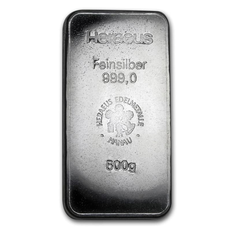 Stříbrný slitek 500 g Heraeus ražený
