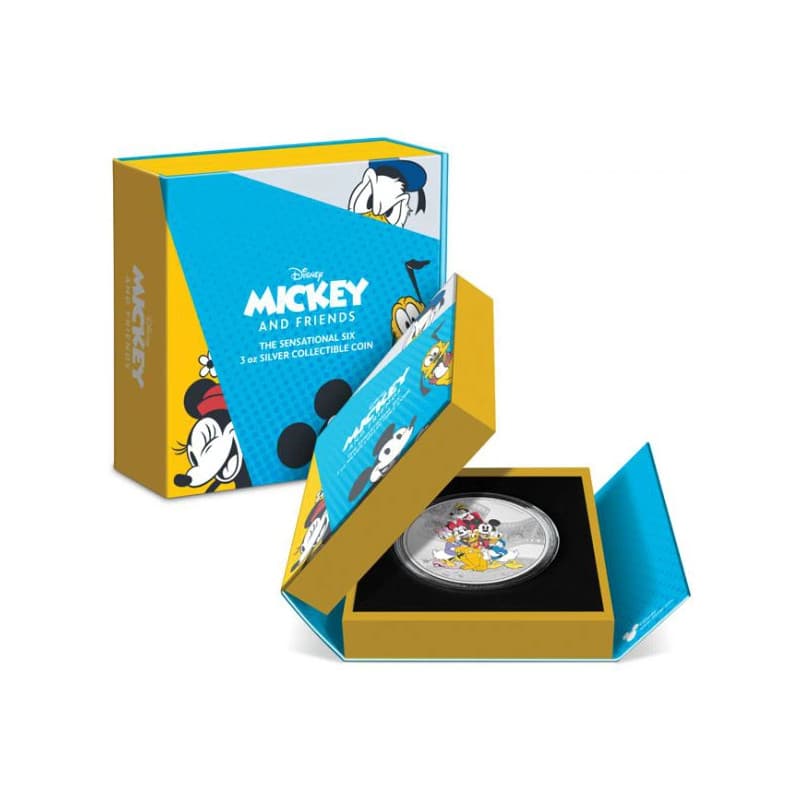 Stříbrná mince 3 Oz Mickey a přátelé Senzační šestka 2023